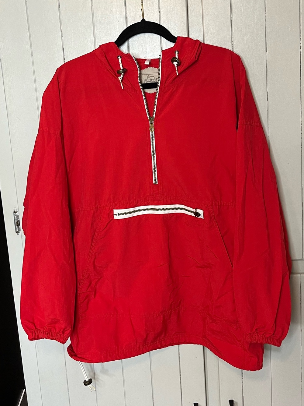 Woolrich Bright Red Vintage Hooded Pullover Anorak Windbreaker Size Medium Men’s